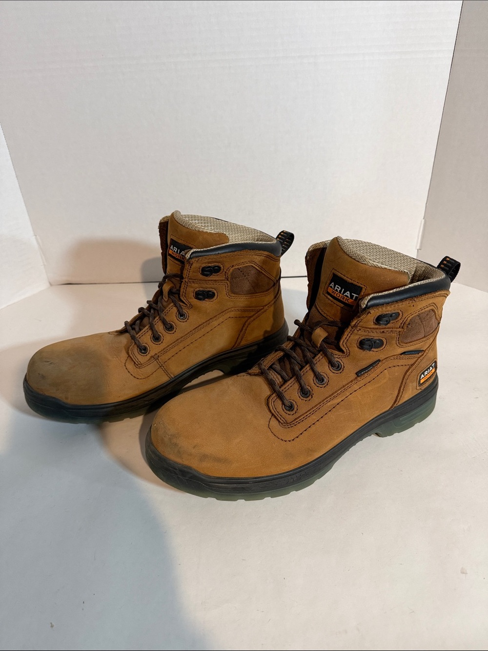 Ariat composite toe, 10.5 Men's Tan Leather Lace-Up Work Boots, waterproof